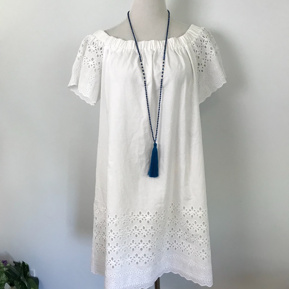 Donna Morgan White Eyelet Mini Dress